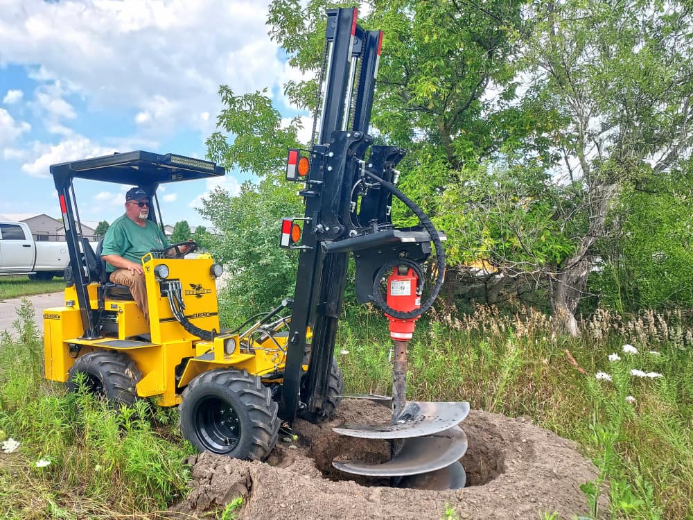 Forklift with 36 Inch Auger